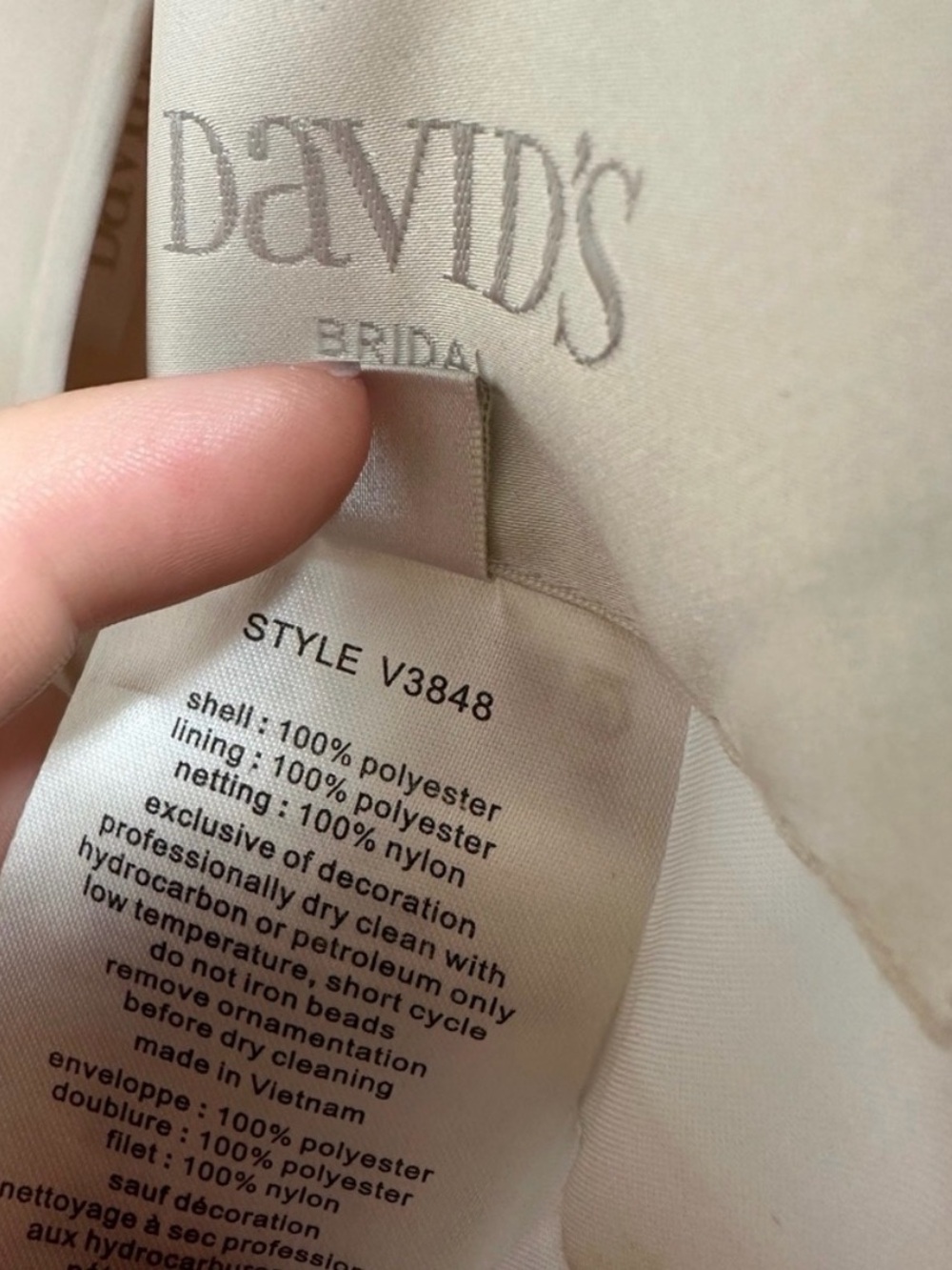 David’s Bridal V-Neck White A-Line Dress - Picture 4 of 8
